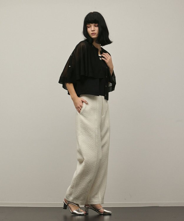 GRACE CONTINENTAL シアーケープニットカーディガン ブラック