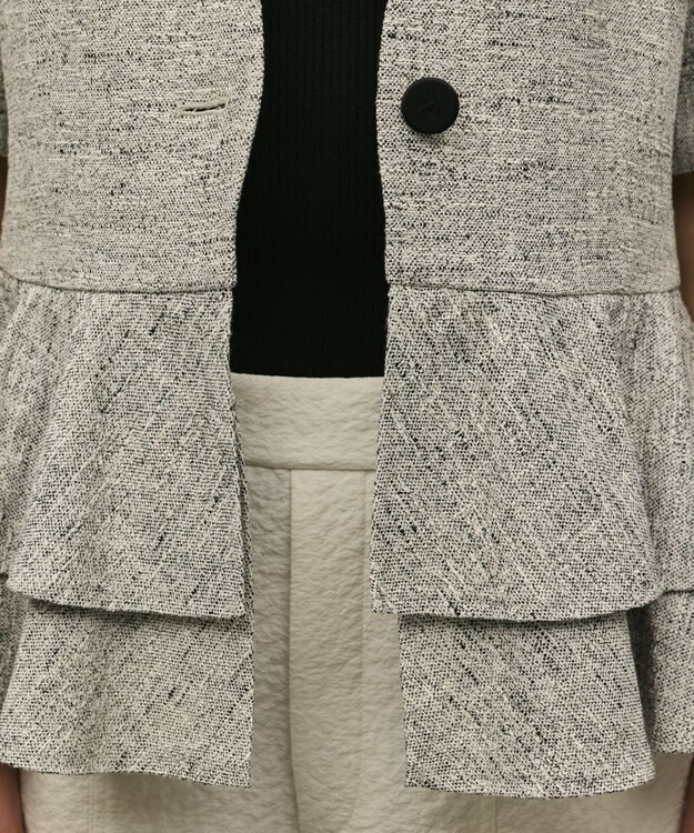 GRACE CONTINENTAL ペプラムツイードジャケット グレー