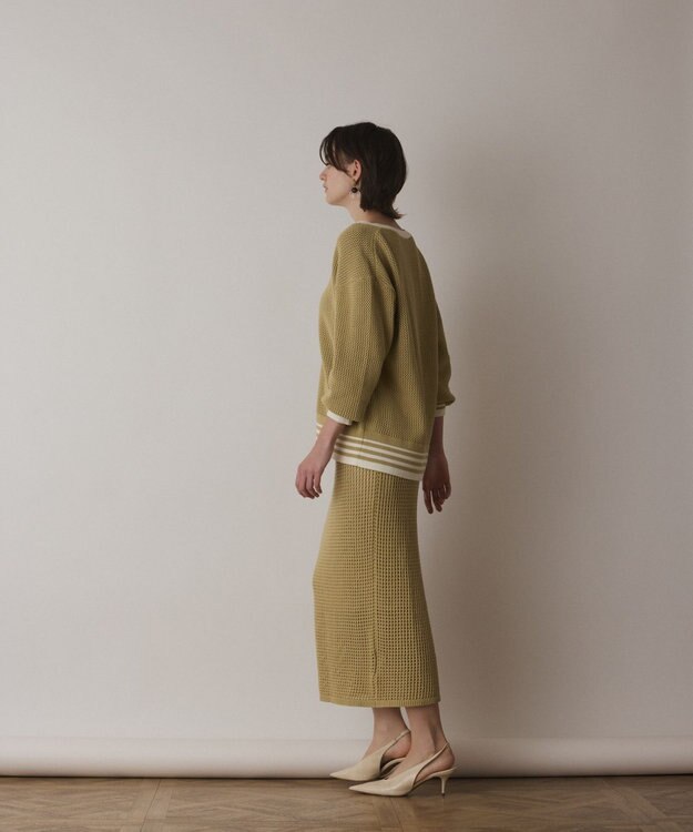 GRACE CONTINENTAL メッシュタイトニットスカート イエロー