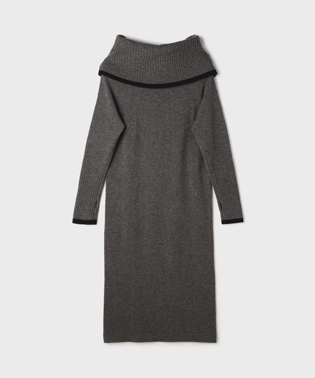 GRACE CONTINENTAL バイカラーオフショルニットワンピース グレー