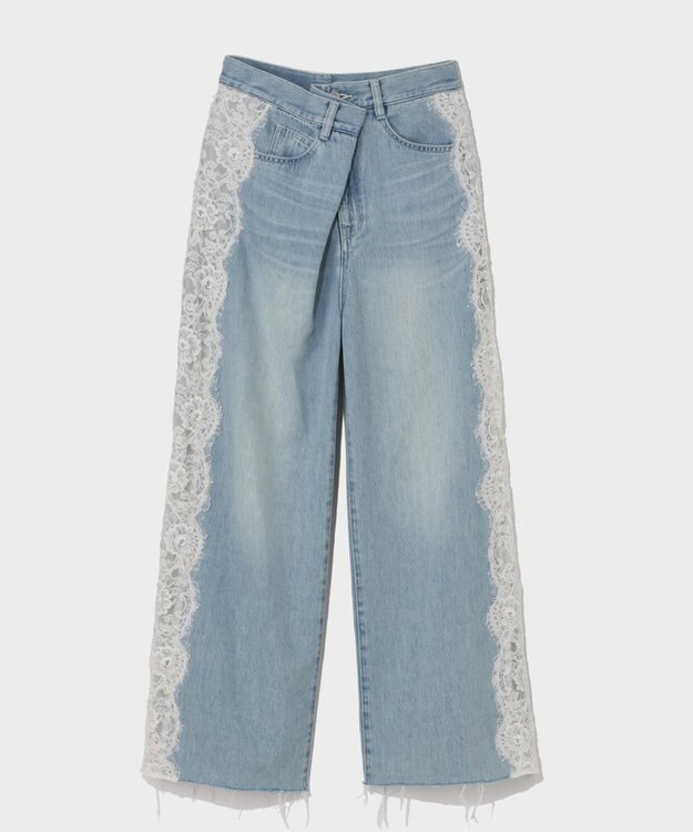 GRACE CONTINENTAL サイドレースデニムパンツ サックス