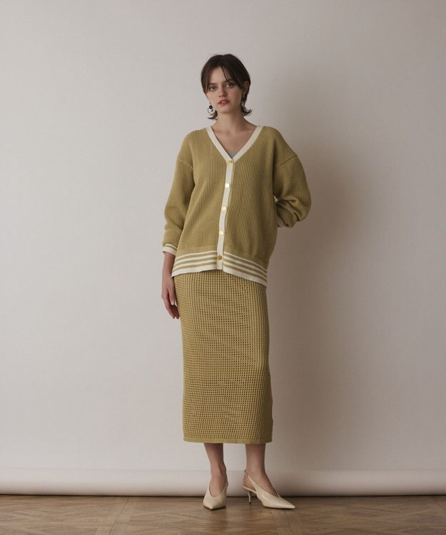 GRACE CONTINENTAL メッシュタイトニットスカート イエロー