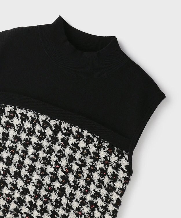 GRACE CONTINENTAL ツイードベアニットトップ ブラック