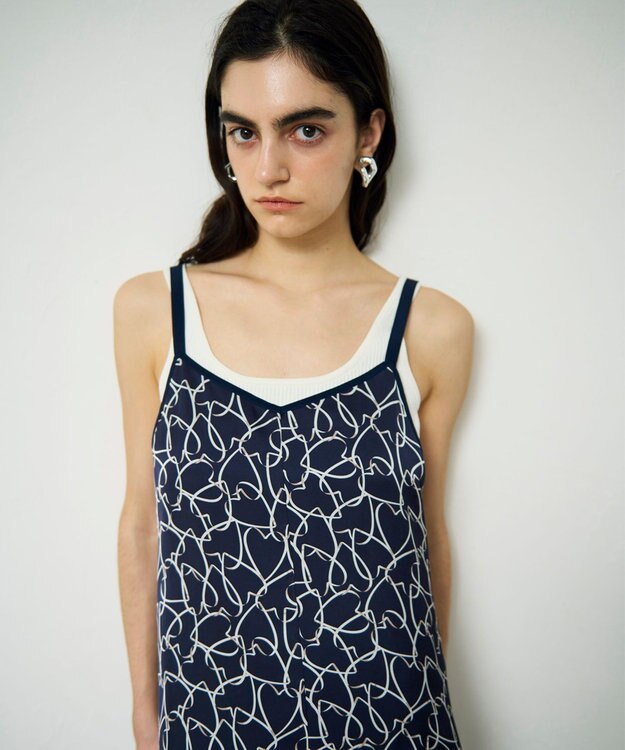 GRACE CONTINENTAL ラインハートキャミワンピース ネイビー