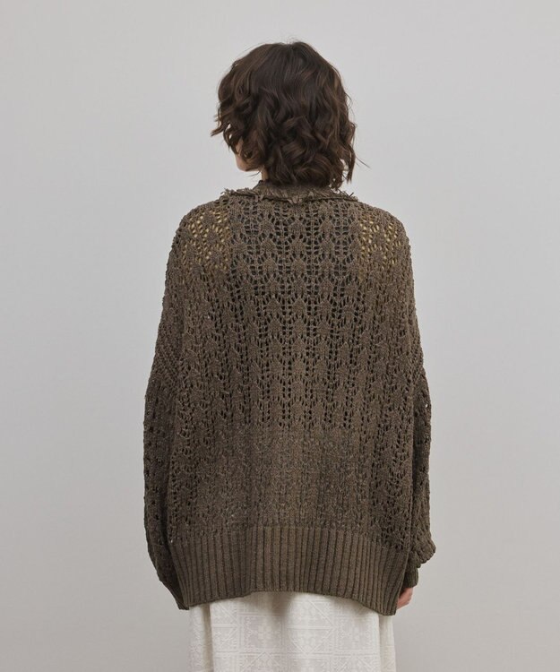 GRACE CONTINENTAL zipミドルニットカーディガン ブラウン