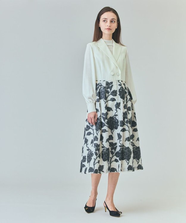 GRACE CONTINENTAL フラワージャガードテーラードレス キナリ