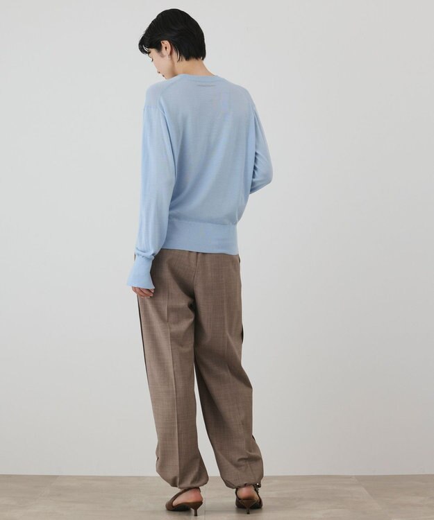 GRACE CONTINENTAL ウールシルククルーニットトップス サックス