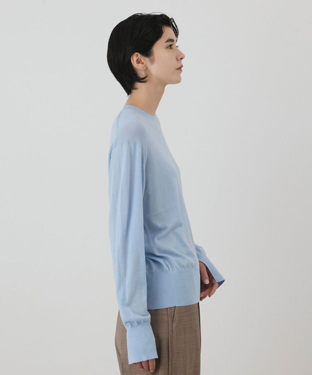 GRACE CONTINENTAL ウールシルククルーニットトップス サックス