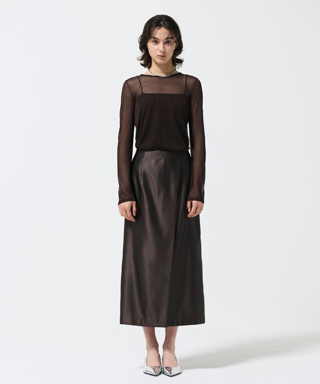 GRACE CONTINENTAL シアークルーニットトップ ブラウン