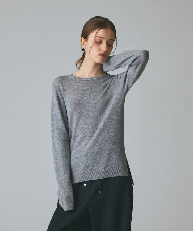GRACE CONTINENTAL ボウ付ニットトップ グレー