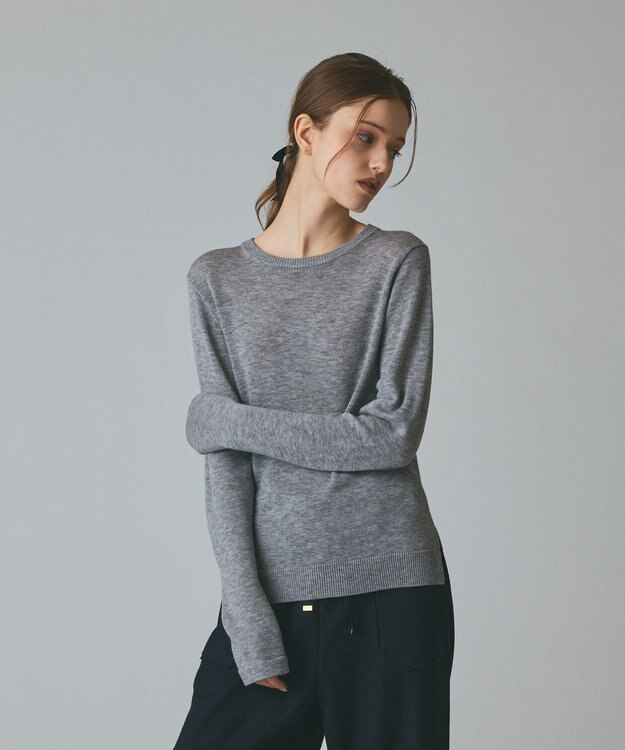 GRACE CONTINENTAL ボウ付ニットトップ グレー