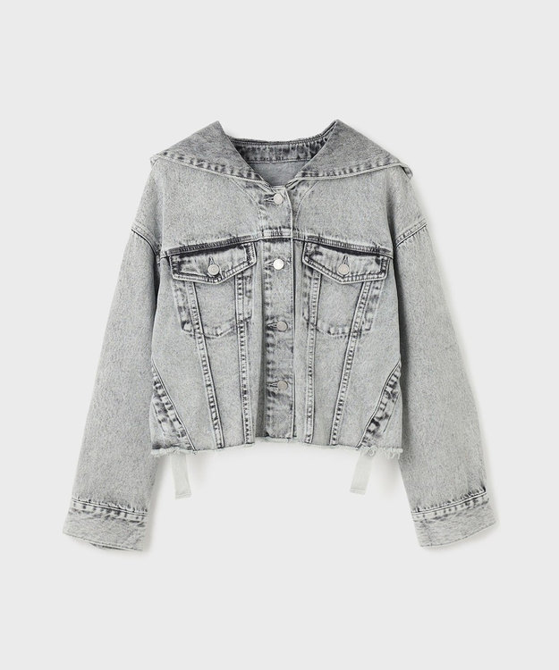 GRACE CONTINENTAL フードジップデニムジャケット グレー