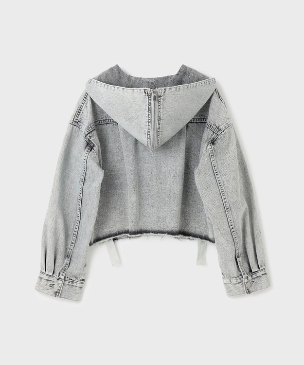 GRACE CONTINENTAL フードジップデニムジャケット グレー