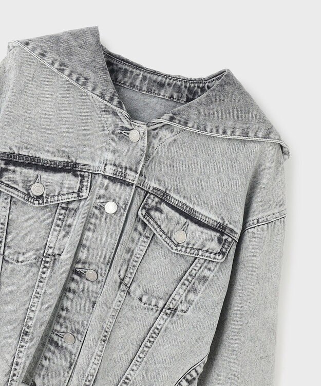 GRACE CONTINENTAL フードジップデニムジャケット グレー