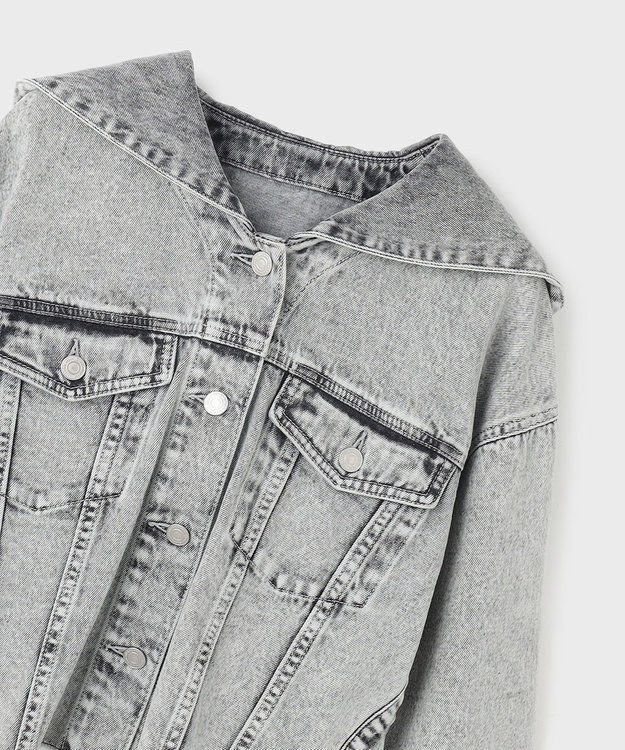 GRACE CONTINENTAL フードジップデニムジャケット グレー