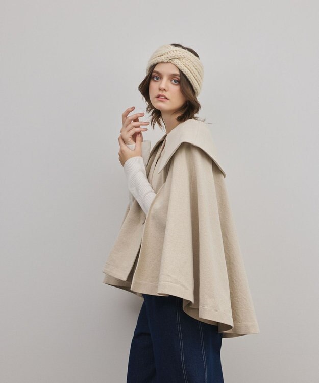 GRACE CONTINENTAL リネンオックスケープジャケット ベージュ