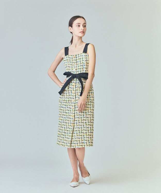 GRACE CONTINENTAL チュールヤーンツイードワンピース イエロー