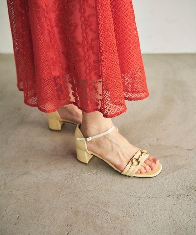 GRACE CONTINENTAL フレア刺繍スカート オレンジ