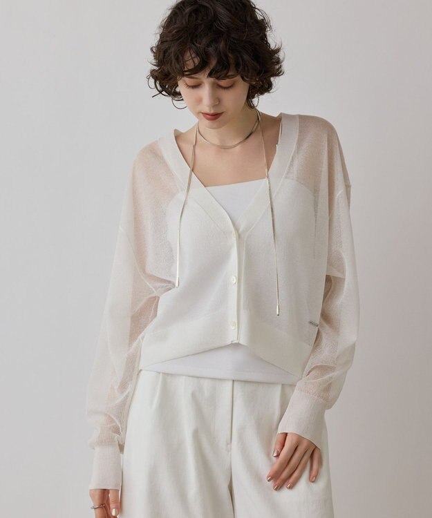 GRACE CONTINENTAL シアージョーゼットカーディガン ホワイト