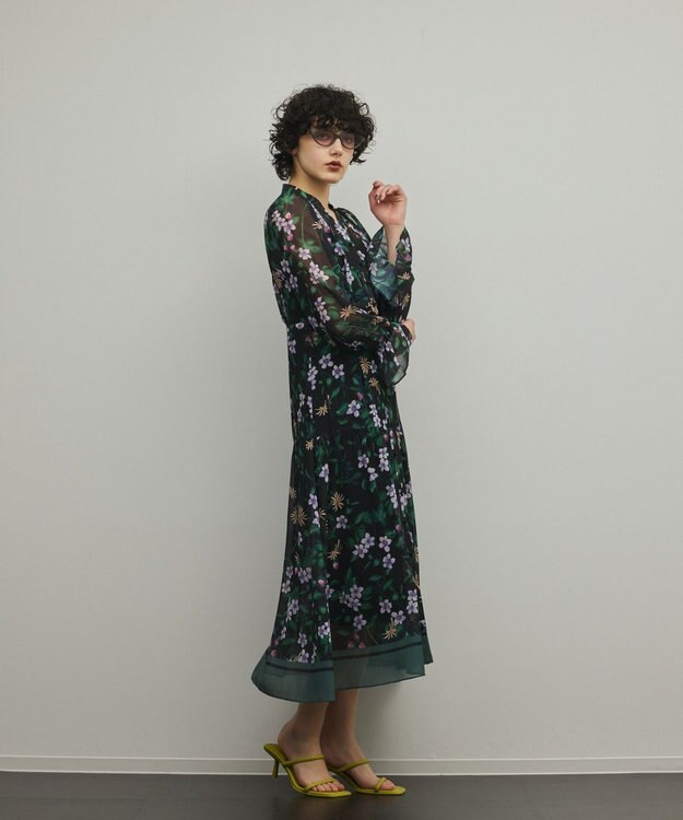 GRACE CONTINENTAL ドロストティアードフレアワンピース ブラック