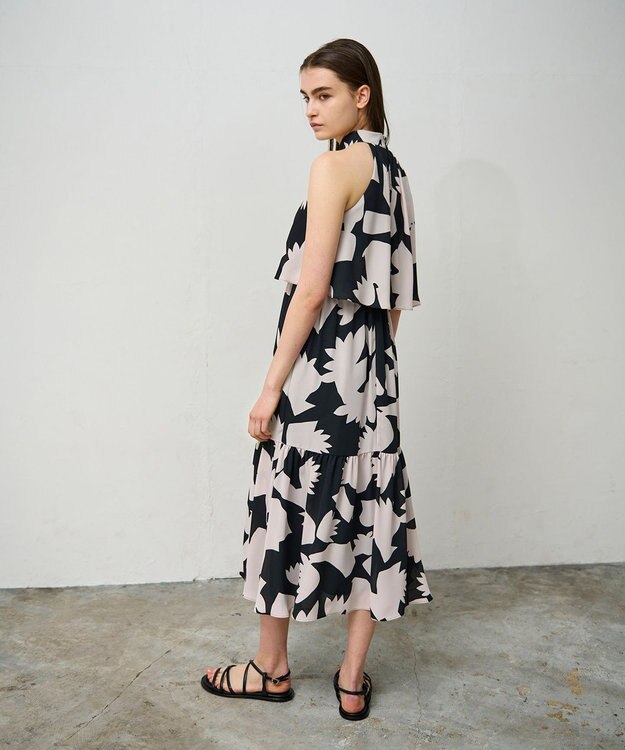 GRACE CONTINENTAL キカプリントホルタードレス ブラック