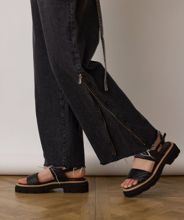 GRACE CONTINENTAL サス付zipデニムパンツ ブラック