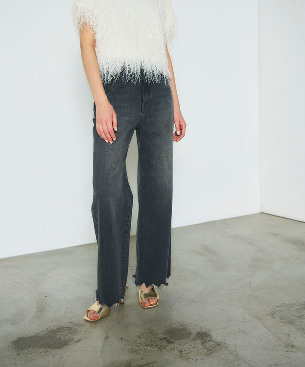 GRACE CONTINENTAL ルーズフレアデニムパンツ ブラック