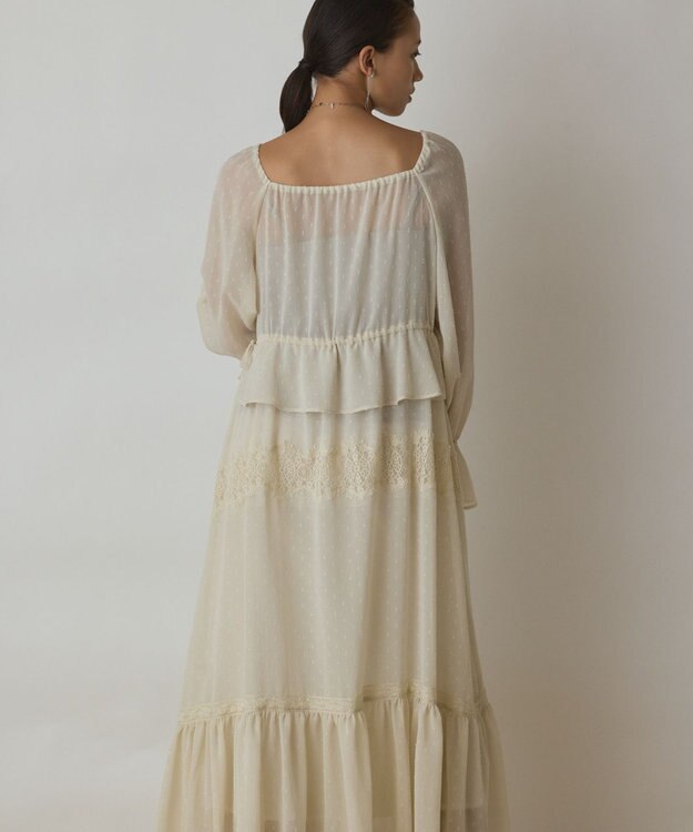 GRACE CONTINENTAL レースコンビカットジャガードワンピース ベージュ