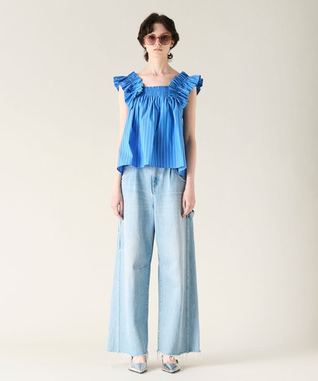 GRACE CONTINENTAL ショルダーフリルトップ ブルー