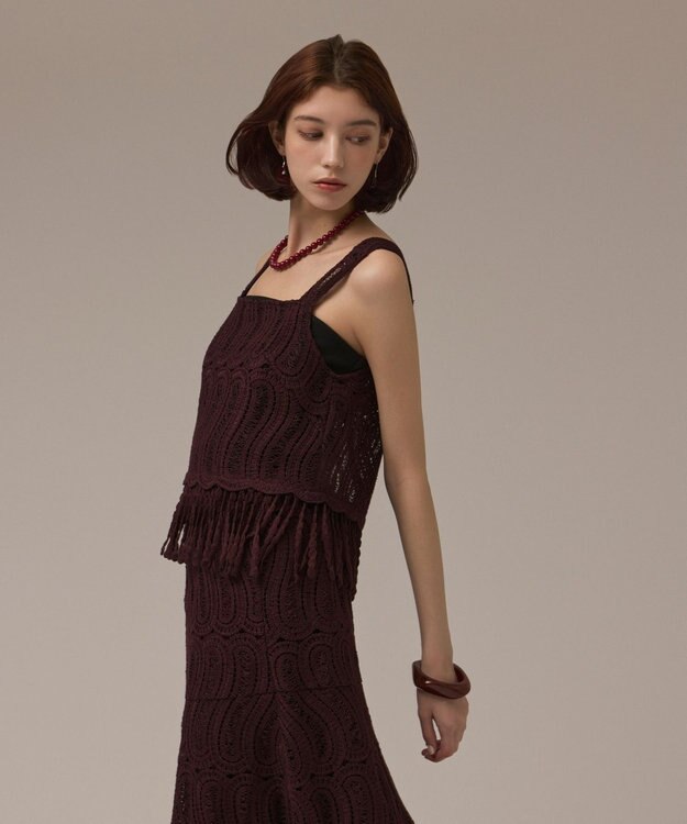 GRACE CONTINENTAL クロシェレースキャミ ブラウン