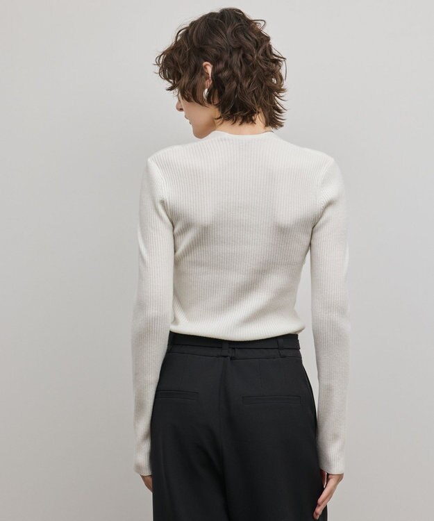 GRACE CONTINENTAL スクエアリブニットトップ ホワイト