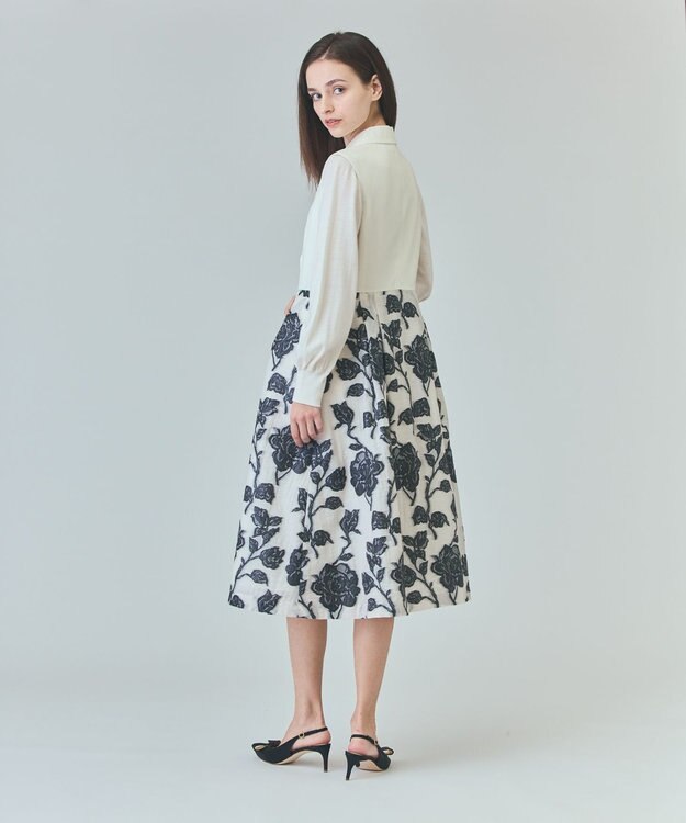 GRACE CONTINENTAL フラワージャガードテーラードレス キナリ