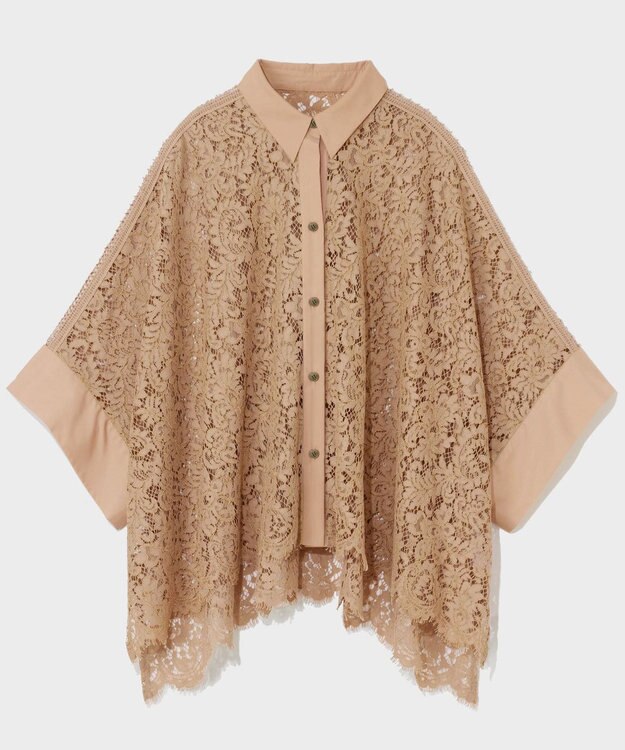 GRACE CONTINENTAL レースポンチョシャツ ベージュ