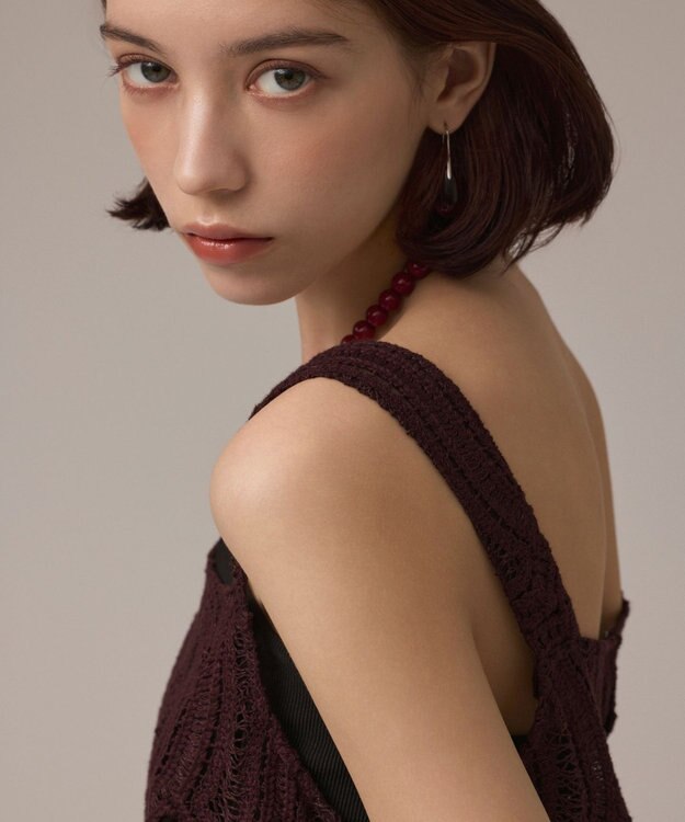 GRACE CONTINENTAL クロシェレースキャミ ブラウン