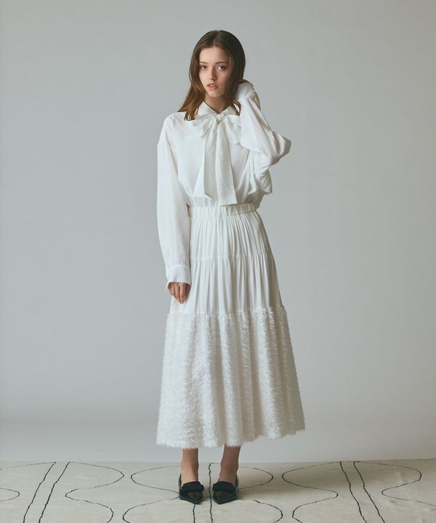 GRACE CONTINENTAL フェザージャガードコンビスカート キナリ