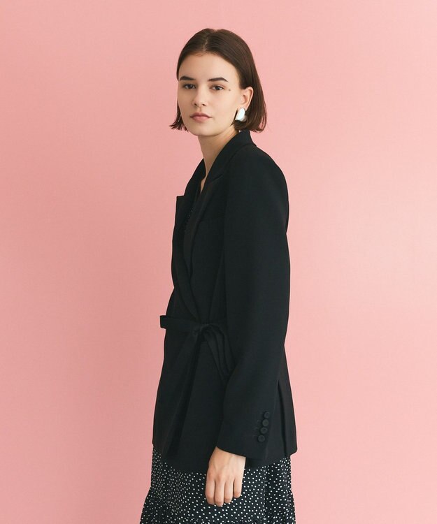 GRACE CONTINENTAL サテンボウ付テーラードジャケット ブラック