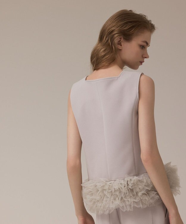 GRACE CONTINENTAL チュールヘムカットトップ グレー