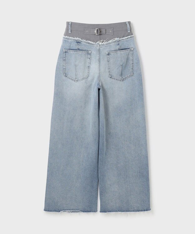 GRACE CONTINENTAL コンビデニムワイドパンツ グレー