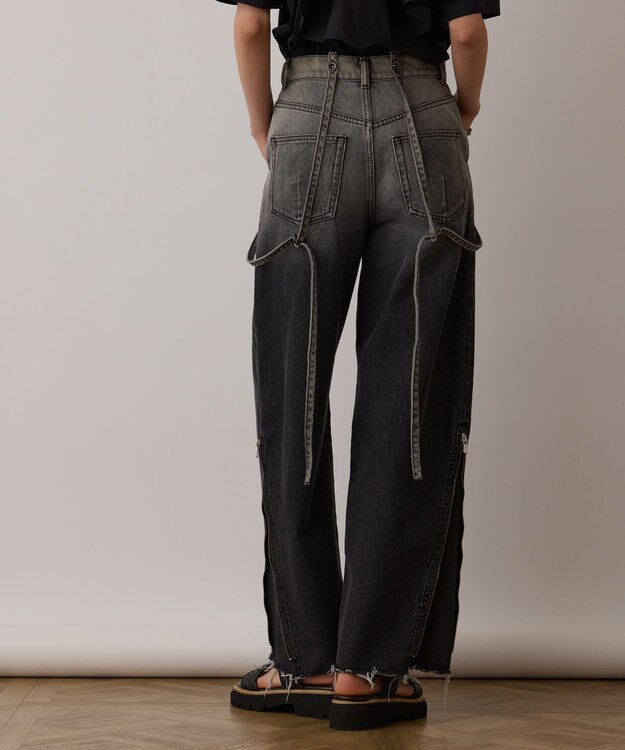 GRACE CONTINENTAL サス付zipデニムパンツ ブラック