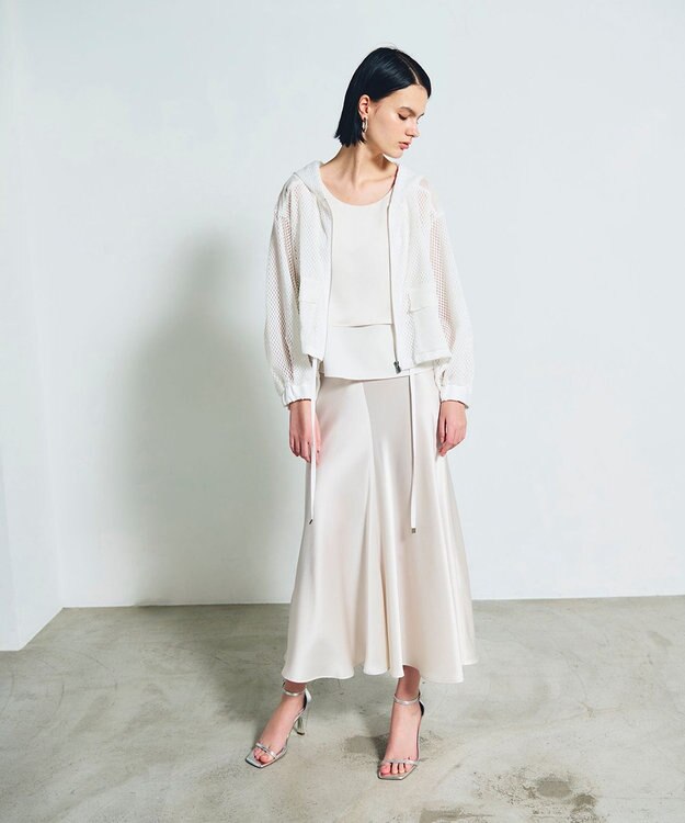 GRACE CONTINENTAL メッシュコンビフーディー ホワイト