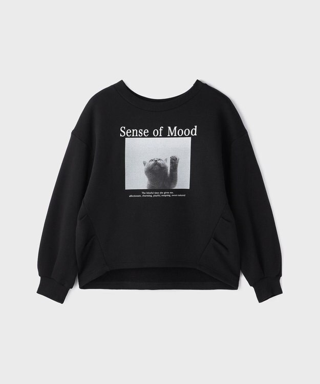 GRACE CONTINENTAL Catphoto裏毛トップ ブラック