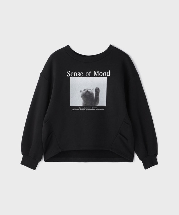 GRACE CONTINENTAL Catphoto裏毛トップ ブラック