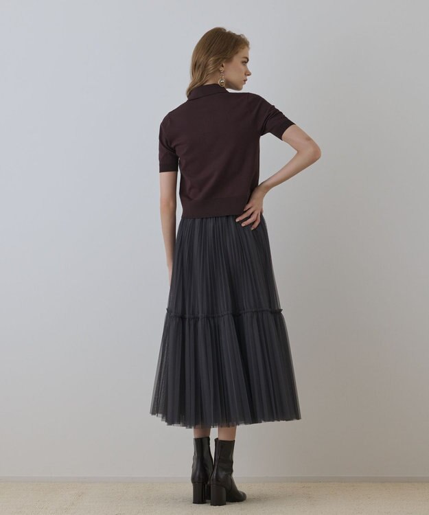 GRACE CONTINENTAL チュールティアードスカート グレー