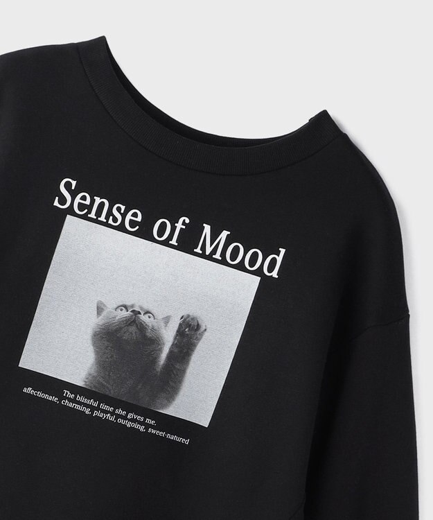 GRACE CONTINENTAL Catphoto裏毛トップ ブラック