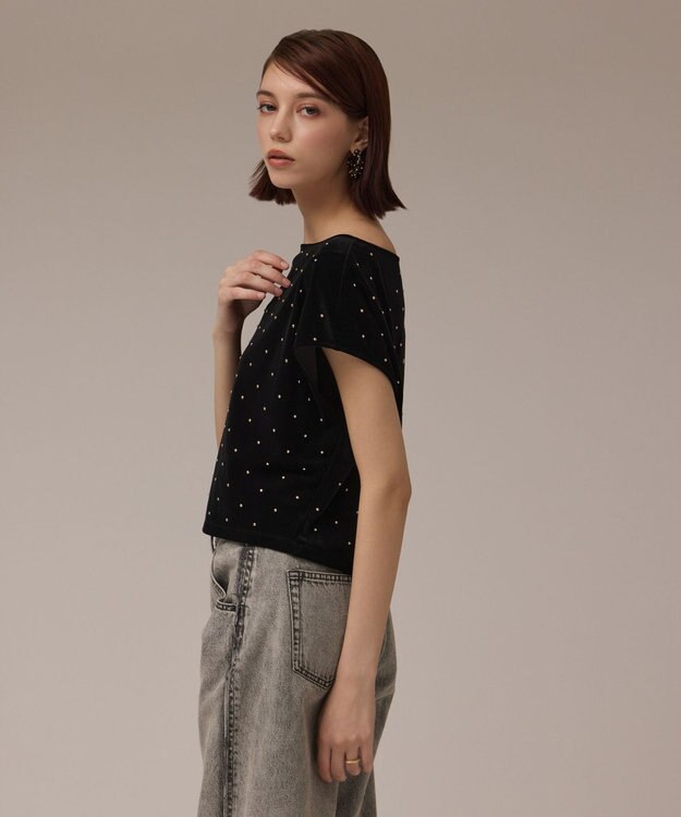 GRACE CONTINENTAL ベロアルーズカットトップ ブラック