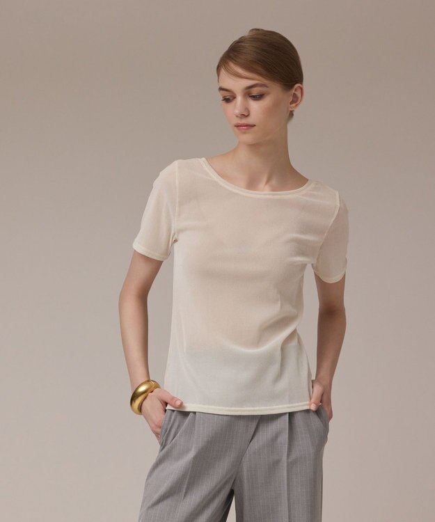 GRACE CONTINENTAL フロッキーチュールカットトップ ホワイト