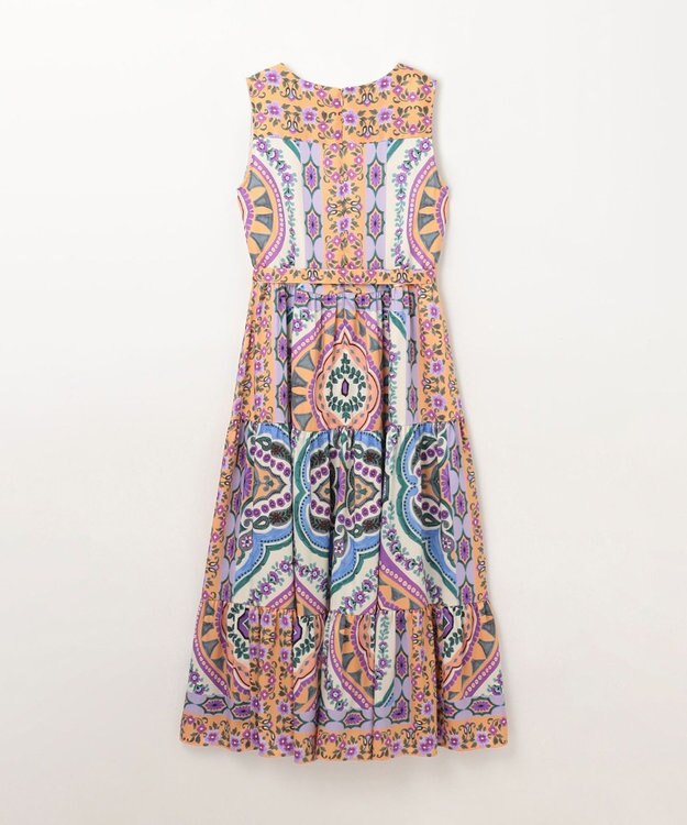 GRACE CONTINENTAL パネルプリントティアードワンピース オレンジ