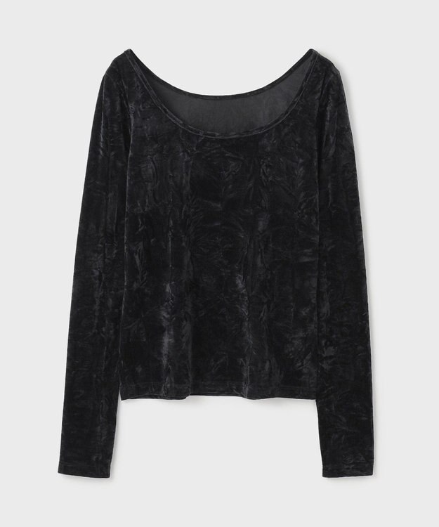 GRACE CONTINENTAL クラッシュベロアカットトップ ブラック