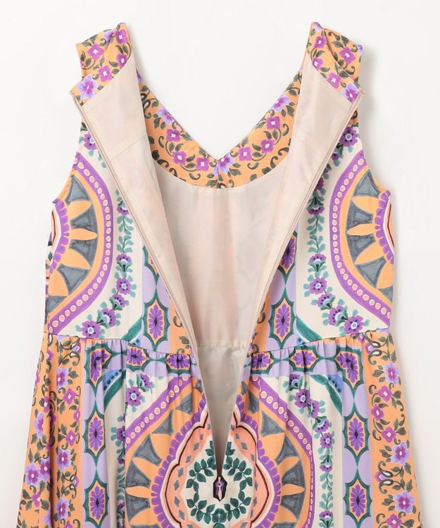 GRACE CONTINENTAL パネルプリントティアードワンピース オレンジ