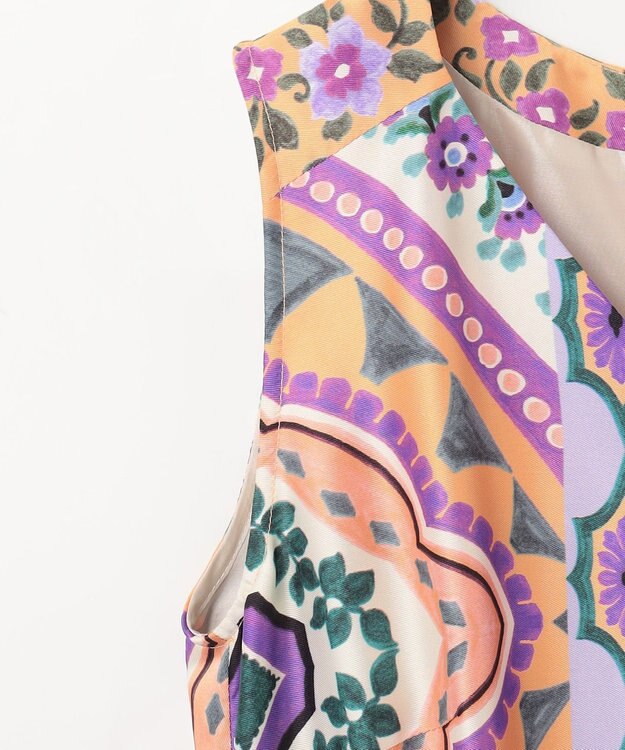 GRACE CONTINENTAL パネルプリントティアードワンピース オレンジ